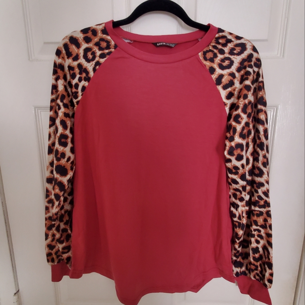 SHEIN, Medium, Red and Animal Print shirt, new no tags